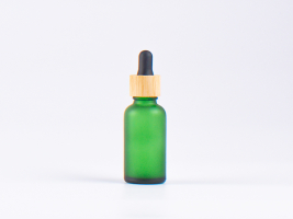 Grünglasflasche 30ml, mit Pipette Bambus